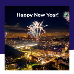 新年快乐与烟花合影